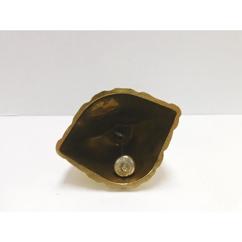 Vtg Victorian Brass Bell Fine Lady W/ Basket 4